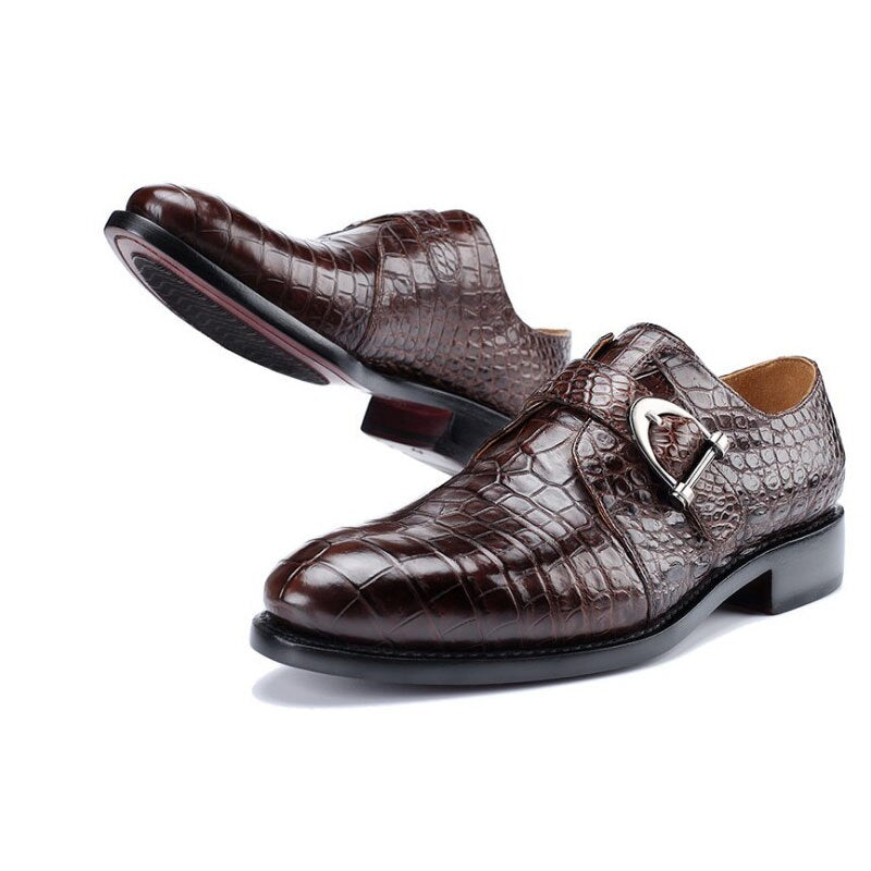 Hujingsha Men's Crocodile Leather Dress Shoes Korean Style Formal Luxury Wedding Shoes
