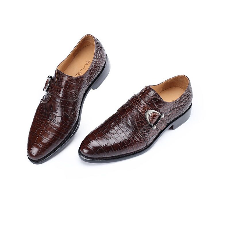 Hujingsha Men's Crocodile Leather Dress Shoes Korean Style Formal Luxury Wedding Shoes