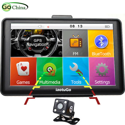 iaotuGo 7 inch 256M, 8GB Capacitive Car GPS Navigator and LED Night Vision Rear Camera,Bluetooth Truck GPS AVIN FM Game MP3 Video Navigation
