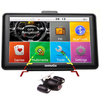 iaotuGo 7 inch 256M, 8GB Capacitive Car GPS Navigator and LED Night Vision Rear Camera,Bluetooth Truck GPS AVIN FM Game MP3 Video Navigation