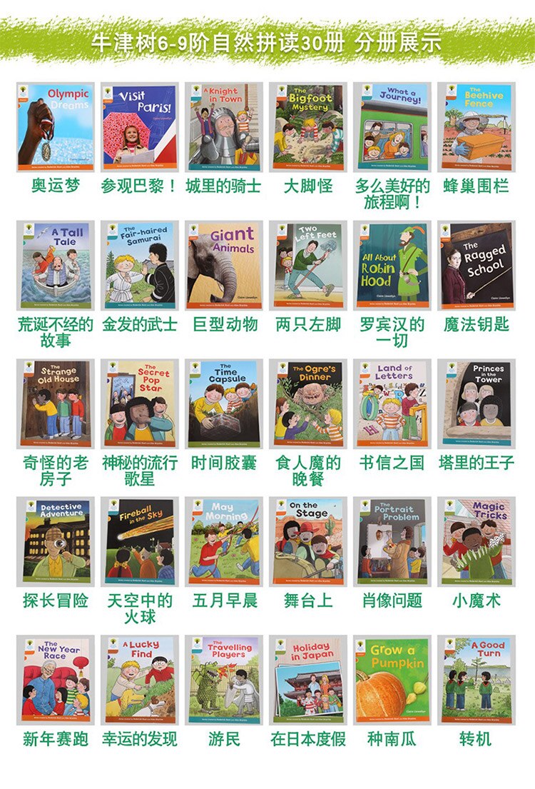 kids Oxford reading tree natural spelling complete point reading edition level 1-9 English graded picture book 204books/set