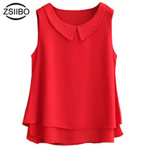 Load image into Gallery viewer, Sleeveless Blouse Shirt Women 2019 Female Solid Color Double layer Chiffon Shirts Casual Loose Top Plus Size Clothing
