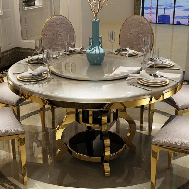 marble top round dining table and chair set for home dining room furniture