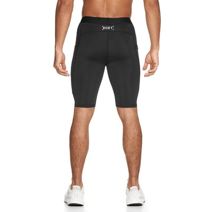 Men's Compression Fitness Shorts Male Gym Bodybuilding Training Stretch Tight Running Five-point pants black mens compression shorts