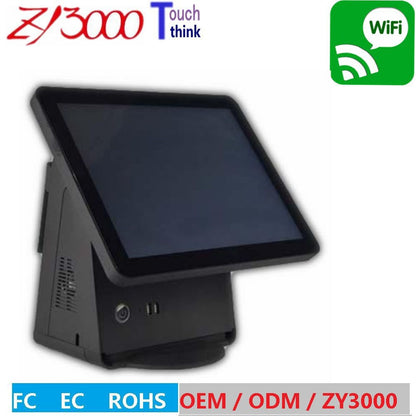 new stock I5 4310u DDR 8G Msata 128G SSD WIFI 15 inch capacitive touch Screen all in one POS Terminal With MSR card reader