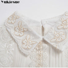 將圖片載入圖庫檢視器 White Lace Blouse Shirt Women&#39;s Tops and Long Sleeve Thick Warm Winter Women Shirts Elegant
Blusas Plus Sizes
