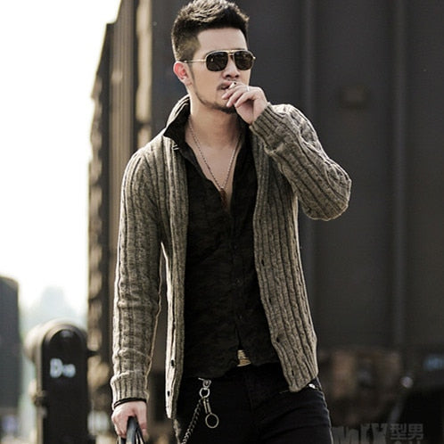 Men's Cardigan Long Sleeve Sweater Jacket J281-2