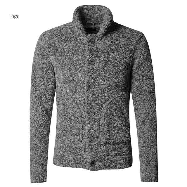 Winter furry jacket men warm plush collar slim casual solid knitwear Mens fur padded new design woolen knitted cardigan F7135