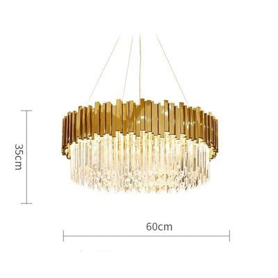 LED Postmodern Round Golden Stainless Steel Crystal Chandelier Lighting Lustre Suspension Luminaire Lampen For Dinning Room
