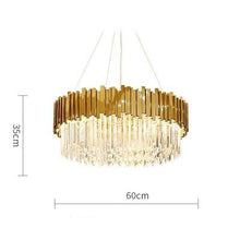 將圖片載入圖庫檢視器 LED Postmodern Round Golden Stainless Steel Crystal Chandelier Lighting Lustre Suspension Luminaire Lampen For Dinning Room
