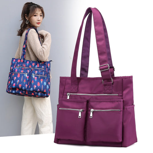 Waterproof bolsas Black Women Handbag Casual Large Shoulder Bag Nylon Tote Famous Brand Purple Handbags Mummy Diaper Bags  lxfzq