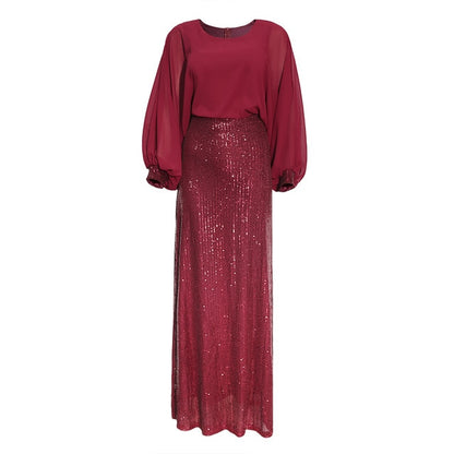 New African Sequin Red Dress Clothes Kenya South Africa Evening Party Dress Super High Quality Women Vestidos Robe Africaine