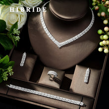 Charger l&#39;image dans la galerie, HIBRIDE New luxury Zircon Micro Pave Set Necklace Earrings Bracelet four-piece Women Weeding Jewelry Set Bijoux Femme N-223
