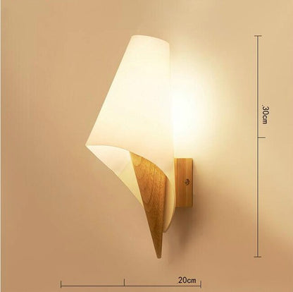 Artpad Scandinavian Nordic Wall Wood Light Glass Lampshade Corridor Balcony Bedside LED Side Wall Lamps Interior for Home Decor