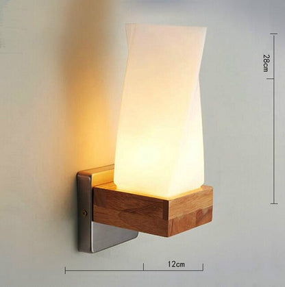 Artpad Scandinavian Nordic Wall Wood Light Glass Lampshade Corridor Balcony Bedside LED Side Wall Lamps Interior for Home Decor