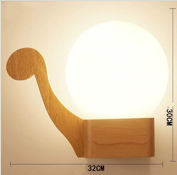 Artpad Scandinavian Nordic Wall Wood Light Glass Lampshade Corridor Balcony Bedside LED Side Wall Lamps Interior for Home Decor