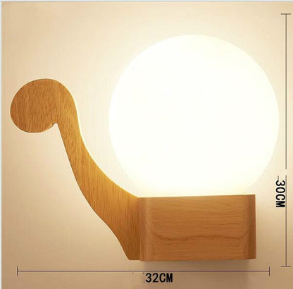 Artpad Scandinavian Nordic Wall Wood Light Glass Lampshade Corridor Balcony Bedside LED Side Wall Lamps Interior for Home Decor