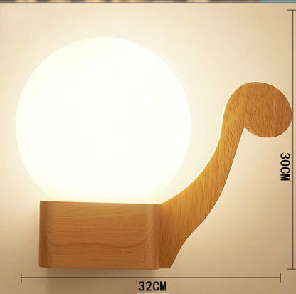 Artpad Scandinavian Nordic Wall Wood Light Glass Lampshade Corridor Balcony Bedside LED Side Wall Lamps Interior for Home Decor