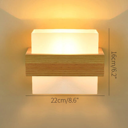 Artpad Scandinavian Nordic Wall Wood Light Glass Lampshade Corridor Balcony Bedside LED Side Wall Lamps Interior for Home Decor