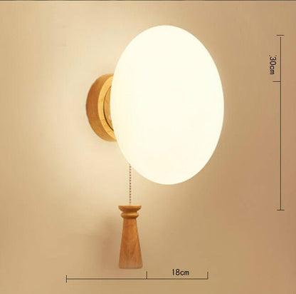Artpad Scandinavian Nordic Wall Wood Light Glass Lampshade Corridor Balcony Bedside LED Side Wall Lamps Interior for Home Decor