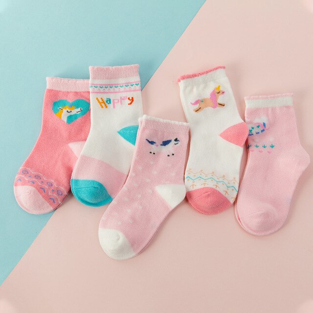 5 pair Jacquard Cat Unicorn Rabbit Socks