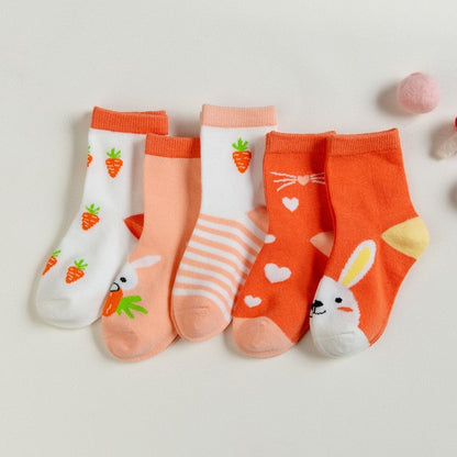 5 pair Jacquard Cat Unicorn Rabbit Socks