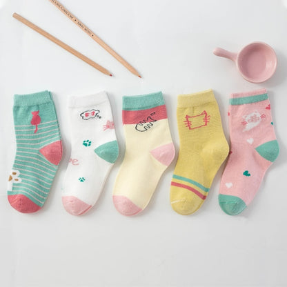 5 pair Jacquard Cat Unicorn Rabbit Socks