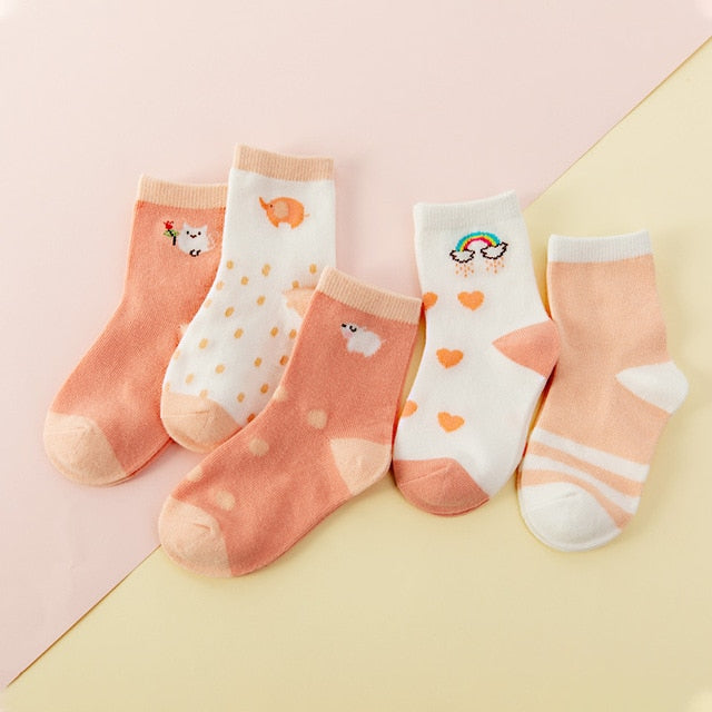 5 pair Jacquard Cat Unicorn Rabbit Socks
