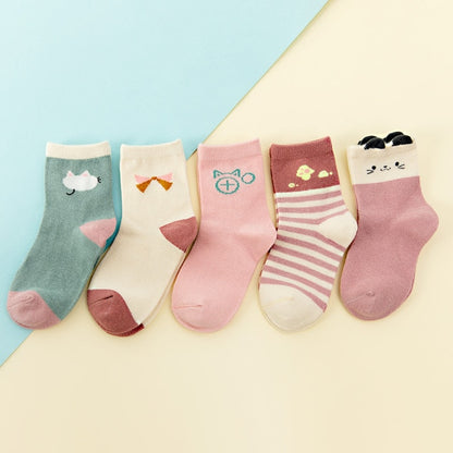 5 pair Jacquard Cat Unicorn Rabbit Socks