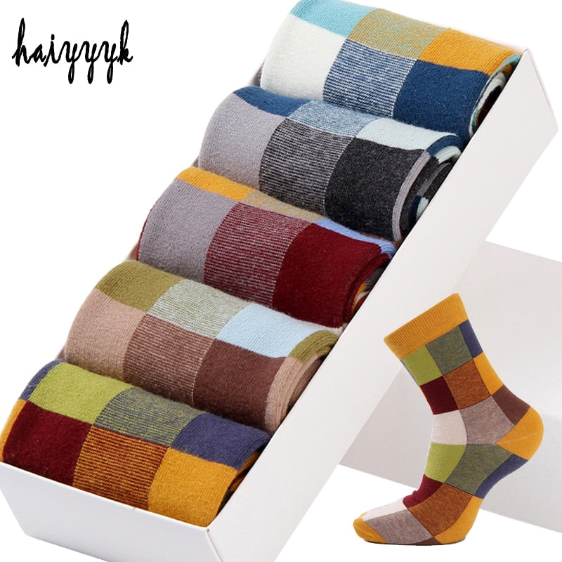 Colorful Square Happy Dress Socks
