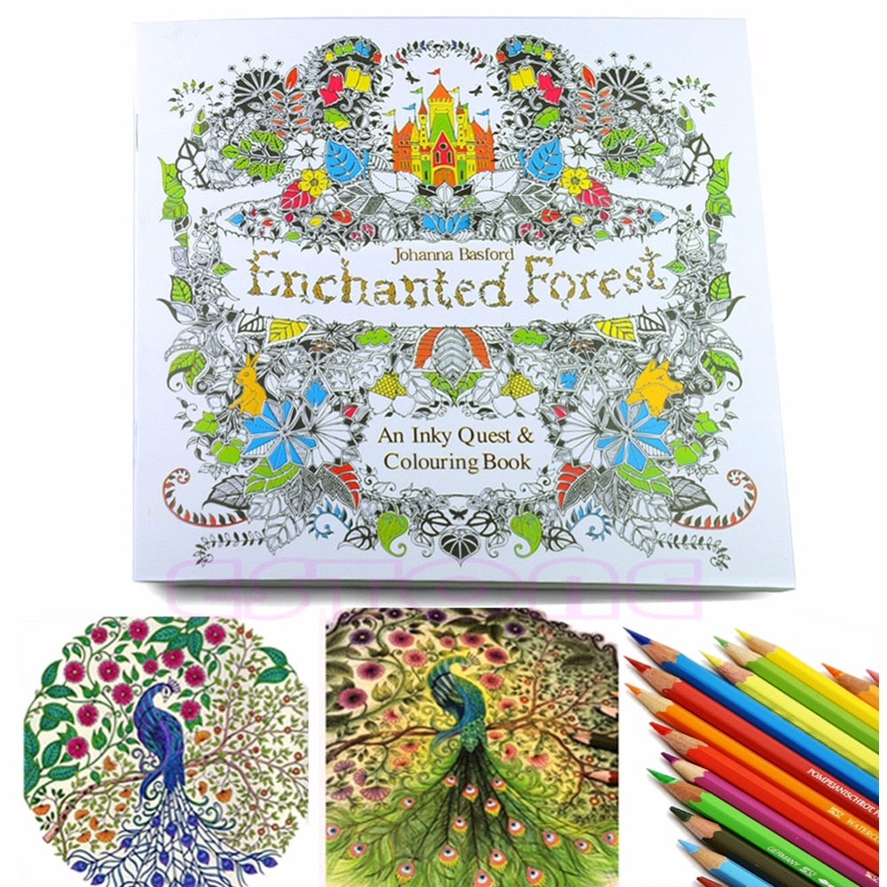 New Children Adult Enchanted Forest English Version Drawing Coloring Book