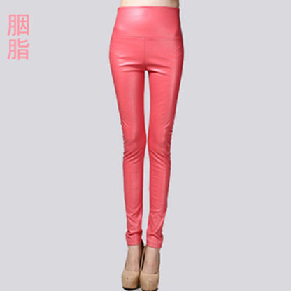 Women PU Leather Elastic Stretch Faux Tights Leggings