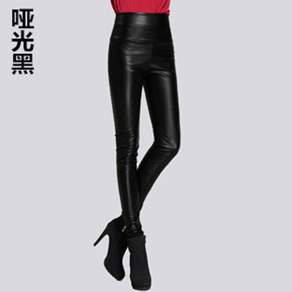 Women PU Leather Elastic Stretch Faux Tights Leggings