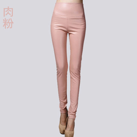 Women PU Leather Elastic Stretch Faux Tights Leggings