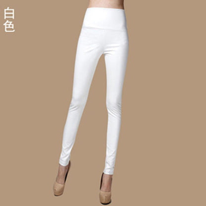Women PU Leather Elastic Stretch Faux Tights Leggings