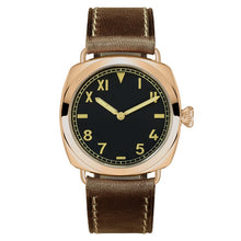 Load image into Gallery viewer, San Martin Vintage Bronze Fashion Simple Automatic Men&#39;s Mechanical Watch 200M Water Resistant Holvin Leather Strap Relojes
