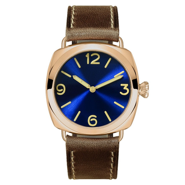 San Martin Vintage Bronze Fashion Simple Automatic Men's Mechanical Watch 200M Water Resistant Holvin Leather Strap Relojes