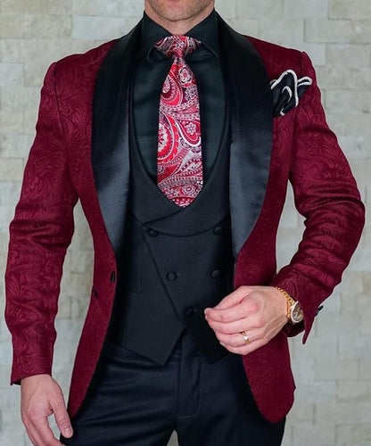 SZMANLIZI Mens Wedding Suits 2019 Italian Design Custom Made Black Smoking Tuxedo Jacket 3 Piece Groom Terno Suits For Men