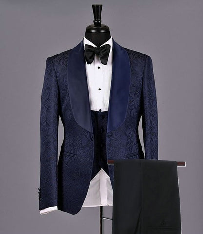 SZMANLIZI Mens Wedding Suits 2019 Italian Design Custom Made Black Smoking Tuxedo Jacket 3 Piece Groom Terno Suits For Men
