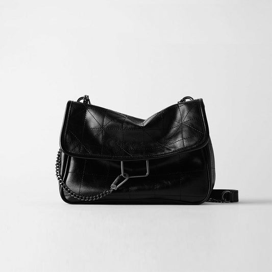 New Rhombus Black Rock Soft Single Shoulder Bag
