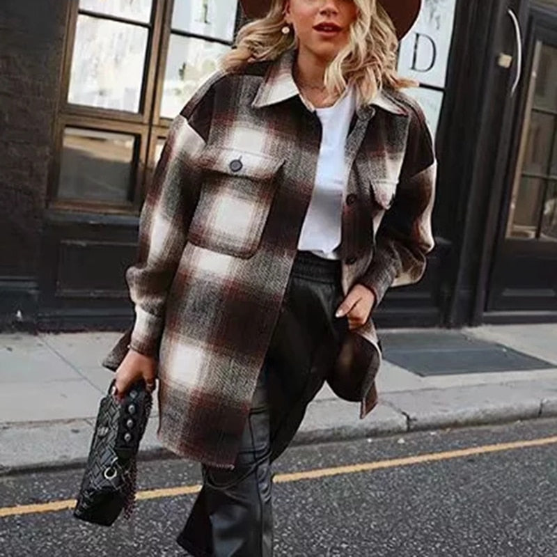 Vintage women 2020 long sleeve woolen jacket