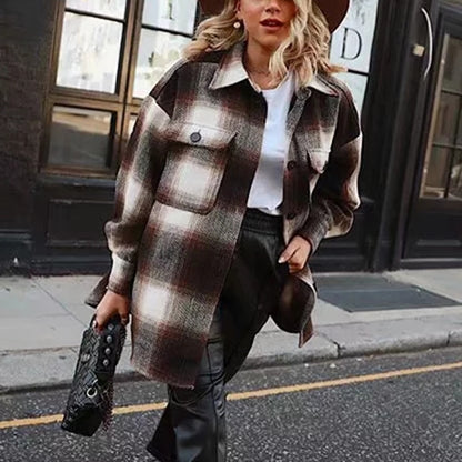 Vintage women 2020 long sleeve woolen jacket