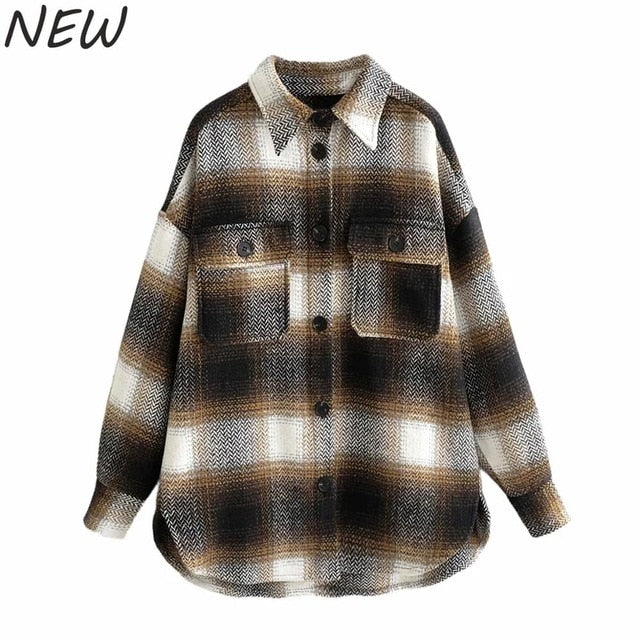Vintage women 2020 long sleeve woolen jacket