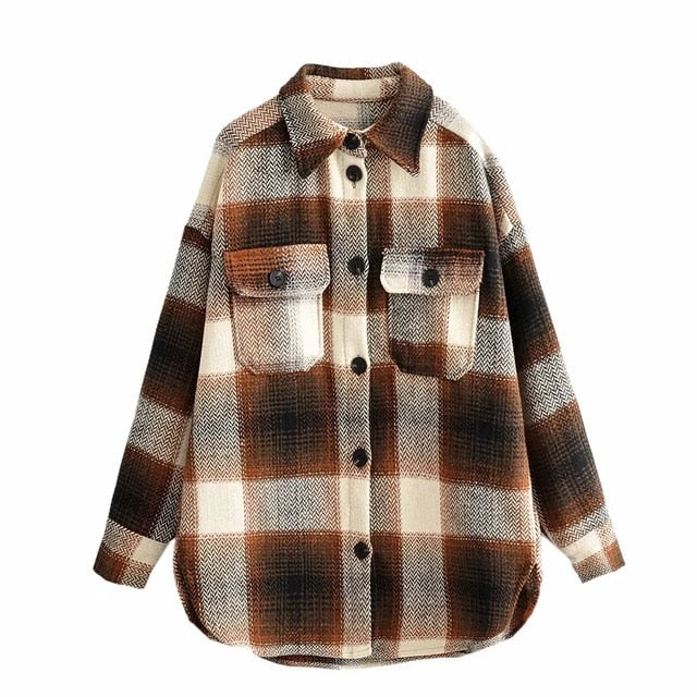 Vintage women 2020 long sleeve woolen jacket