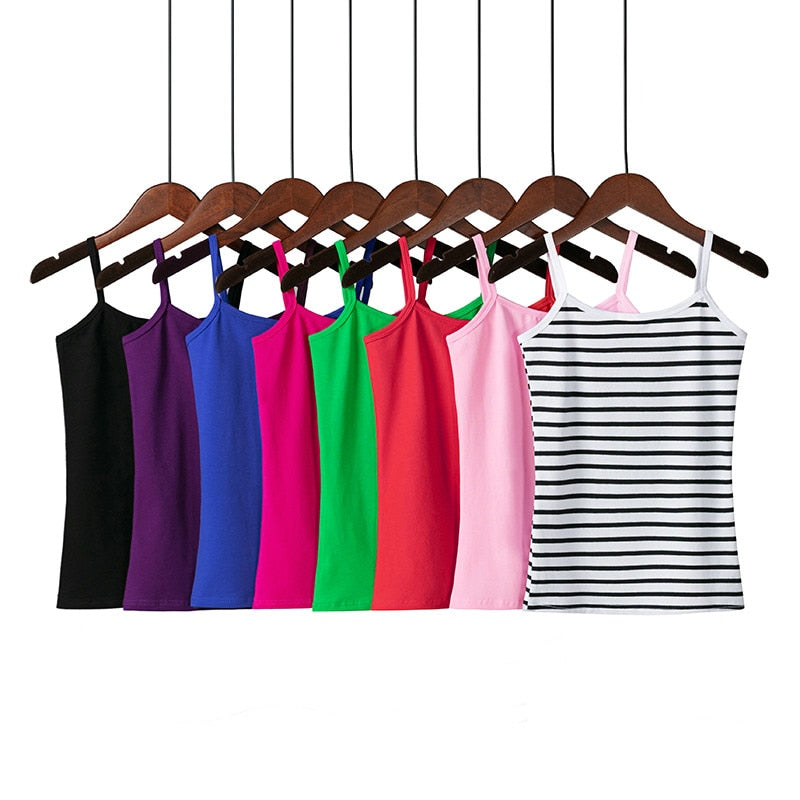 XS-3XL Spaghetti Strap Cami Women Fitness Cotton Tank Top Spring Summer Singlet Vest Stretch Undershirt Camisole Streetwear Tops