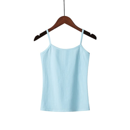 XS-3XL Spaghetti Strap Cami Women Fitness Cotton Tank Top Spring Summer Singlet Vest Stretch Undershirt Camisole Streetwear Tops