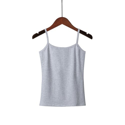 XS-3XL Spaghetti Strap Cami Women Fitness Cotton Tank Top Spring Summer Singlet Vest Stretch Undershirt Camisole Streetwear Tops