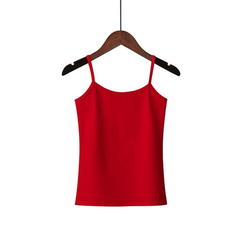 XS-3XL Spaghetti Strap Cami Women Fitness Cotton Tank Top Spring Summer Singlet Vest Stretch Undershirt Camisole Streetwear Tops