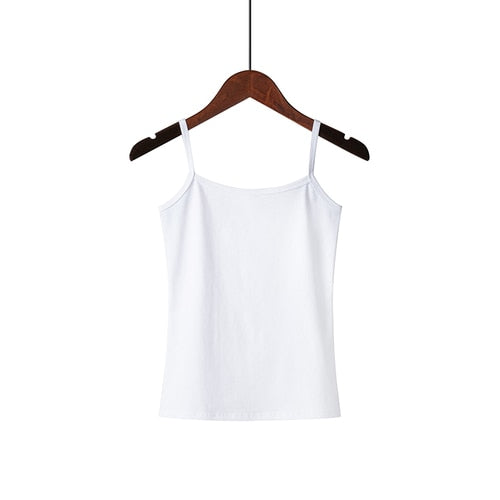 XS-3XL Spaghetti Strap Cami Women Fitness Cotton Tank Top Spring Summer Singlet Vest Stretch Undershirt Camisole Streetwear Tops