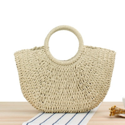 Round Straw Raffia circle Rattan bags